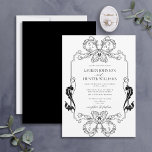 Convites Ornamentado Black Floral Art Monograma Casamento<br><div class="desc">Apresentando nosso belo convite de casamento de linhagem floral branca e ornamentado preto! Este convite elegante apresenta uma nod para art nouveau, com sua borda ornamentado e suas iniciais monográficas. A maneira perfeita de dar o tom para o seu grande dia, este convite é para impressionar os seus convidados. Seu...</div>