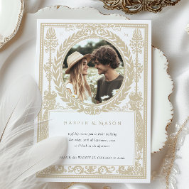 Convites Ornamentado de Casamento Vintage Foto Laurel