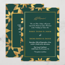 Convites Ornamentado de Quadro Dourado Casamento Muçulmano 