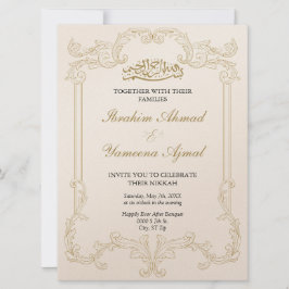 Convites Ornamentado Elegante Cream Muçulmano Casamento Isl