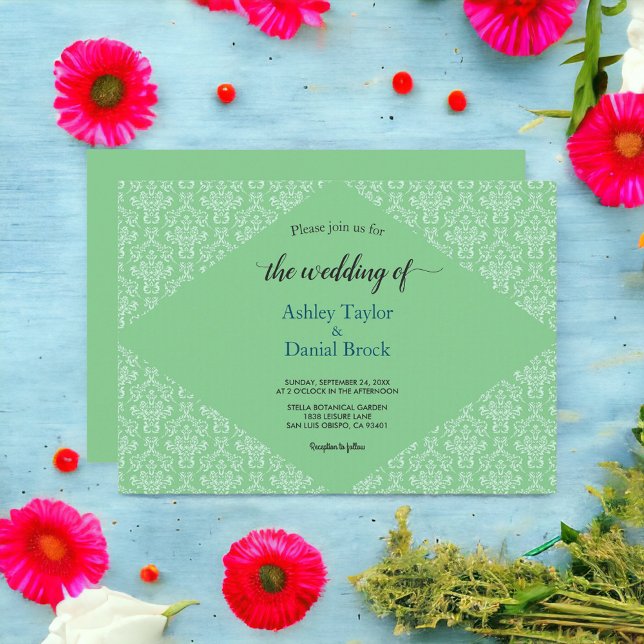 Convites Ornamentado Elegante Damask Formal Art Deco Casame (Criador carregado)