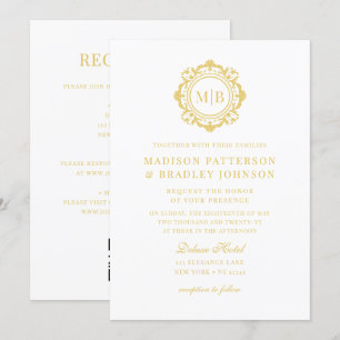 Convites Ornamentado Floral Monograma Casamento Elegante Do