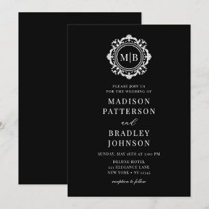 Convites Ornamentado Floral Monograma Casamento Elegante Pr