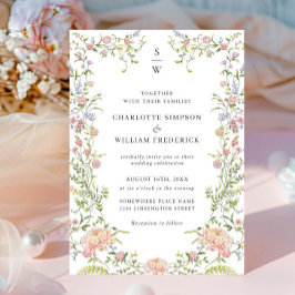 Convites Ornamentado Grace Pastel Blush Casamento Floral