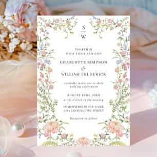 Convites Ornamentado Grace Pastel Blush Casamento Floral