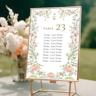 Convites Ornamentado Grace Pastel Blush Flora Seating Card