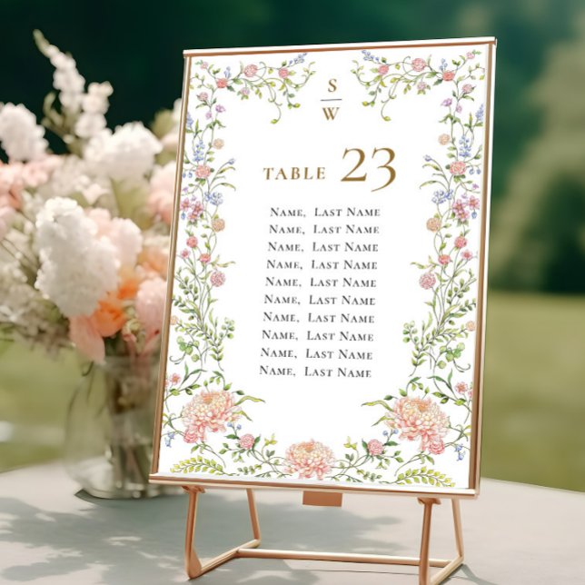 Convites Ornamentado Grace Pastel Blush Flora Seating Card (Criador carregado)
