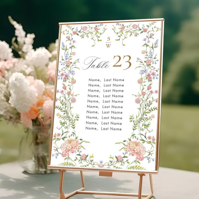 Convites Ornamentado Grace Pastel Blush Flora Seating Card (Criador carregado)