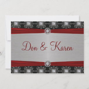 Convites Ornamentado preto Red Silver Tamanho A7