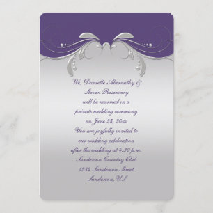 Convites Ornamentado Roxo Apenas Recepção de Anéis de Prata