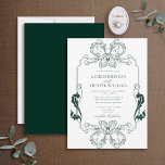 Convites Ornamentado Verde Linha Floral Arte Monograma Casa<br><div class="desc">Apresentando nosso belo ornamentado eserald verde da linha floral, convite para o casamento da arte! Este convite elegante apresenta uma nod para art nouveau, com sua borda ornamentado e suas iniciais monográficas. A maneira perfeita de dar o tom para o seu grande dia, este convite é para impressionar os seus...</div>