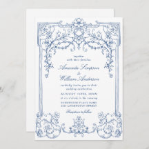 Ornamentado Vitoriano Azul Grace Floral Casamento