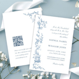 Convites Ornamentado Vitoriano Elegante Casamento Azul Dust