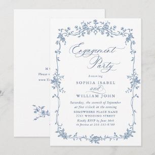 Convites Ornamentado Vitoriano Grace Dusty FESTA DE NOIVADO