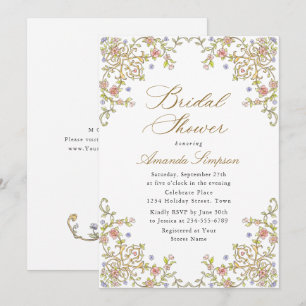 Convites Ornamentado Vitoriano Grace Floral Chá de panela
