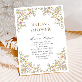 Convites Ornamentado Vitoriano Grace Floral Chá de panela
