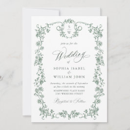 Convites Ornamentado vitoriano Grace Floral Wedding Código 