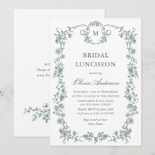 Convites Ornamentado vitoriano Grace Sage Green BRIDAL LUNC