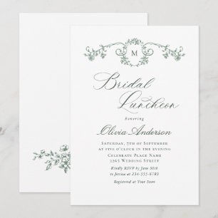 Convites Ornamentado vitoriano Grace Sage Green BRIDAL LUNC
