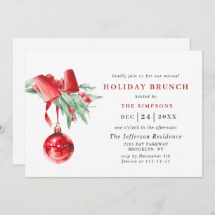 Convites Ornamento de Aquarela NATAL HOLIDAY BRUNCH