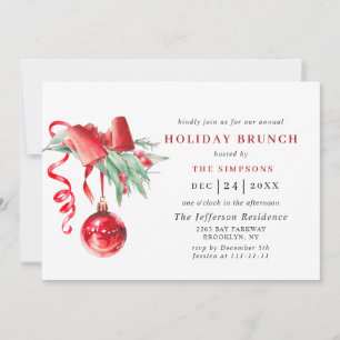 Convites Ornamento de Aquarela NATAL HOLIDAY BRUNCH