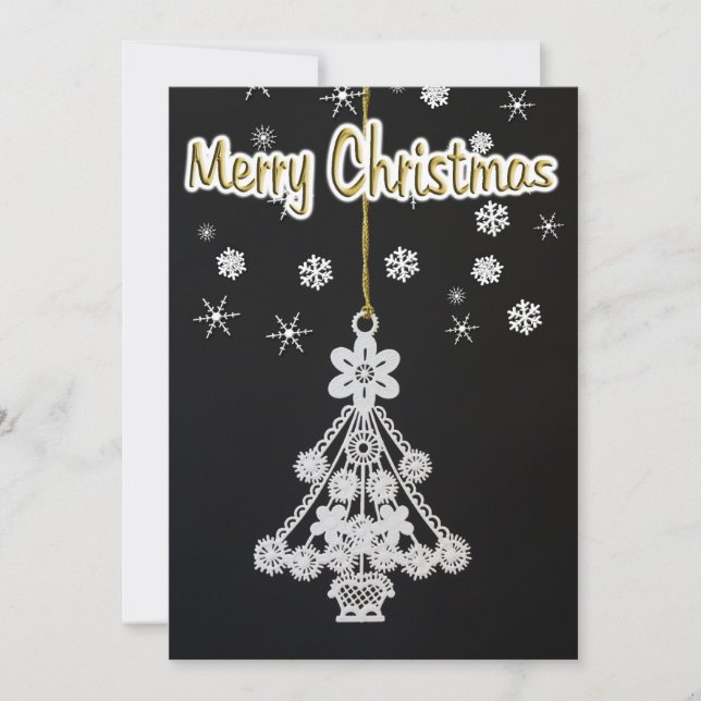 Convites Ornamento de árvores e flocos de neve (Frente)