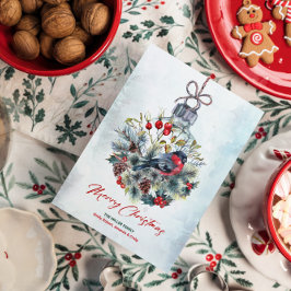 Convites Ornamento de Berries e Bullfinch de Natal