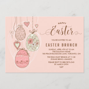 Convites Ornamentos Bonito cor-de-rosa  Páscoa Brunch e ca