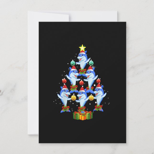 Convites Ornamentos de Árvore de Natal de Golfinho Papais n (Frente)