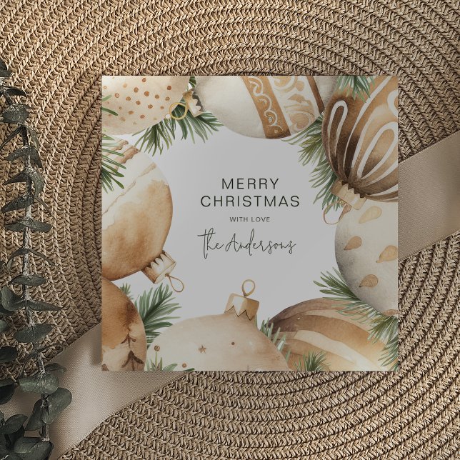 Convites Ornamentos de Árvore de Natal Dourado e creme (Criador carregado)