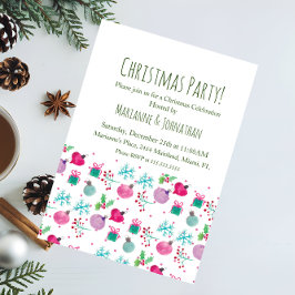 Convites Ornamentos de Feriado de Cor Aquática de Natal