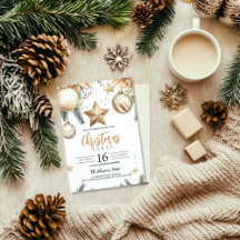 Ornamentos Dourados Elegantes Festa de Natal de Po