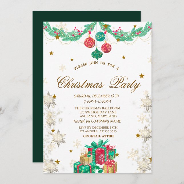 Convites Ornamentos Retroativos Apresentam Flocos de Neve N (Frente/Verso)