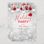 Convites Ornamentos Sparkle Red Winter Party<br><div class="desc">Personalizar com qualquer texto</div>