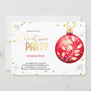 Convites Ornamentos Vermelhos de Natal Magical Elegante