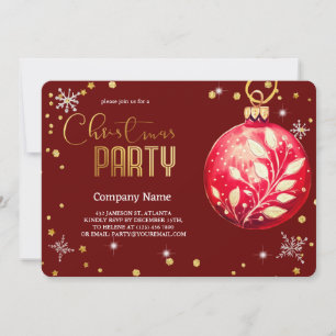 Convites Ornamentos Vermelhos de Natal Magical Elegante