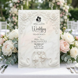 Convites Ornate Baroque Angel & Swan Cameo Art Wedding 