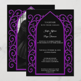 Convites Ornate border Photo Gothic wedding Invitation