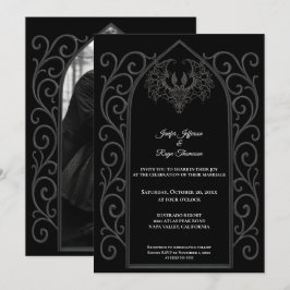 Convites Ornate border Photo Gothic wedding Invitation