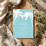 Convites Ornate Embossed Tropical Palm QR Code Wedding<br><div class="desc">Ornate Embossed Tropical Palm QR Code Wedding</div>