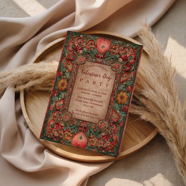 Convites Ornate Floral Heart Valentine Party (Criador carregado)