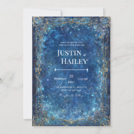 Convites Ornate Gold Celestial Galaxy Wedding