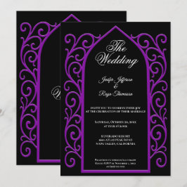 Convites Ornate purple border Gothic wedding Invitation