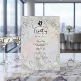 Convites Ornate Rococo Cherub & Swan Fairytale Wedding 