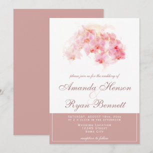 Convites Orquídea Aquarela Terracota Flor Floral Casamento