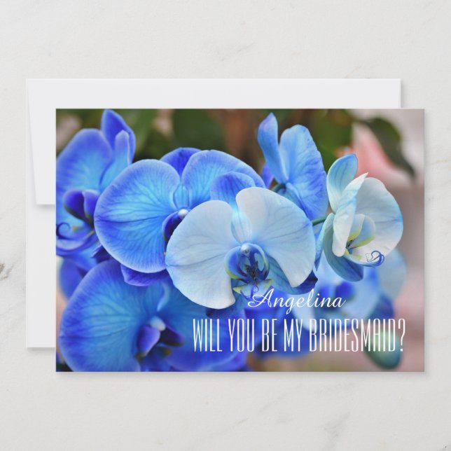 Convites Orquídea Azul Você será minha dama de honra? (Frente)