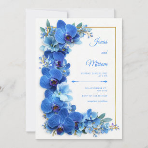 Convites Orquídea Botânica Dourada Safira Azure para Casame