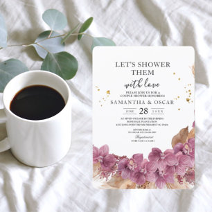 Convites Orquídea e pampas cor-de-rosa das Watercolor Elega