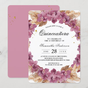 Convites Orquídea e pampas de aquarela rosa-beleza elegant