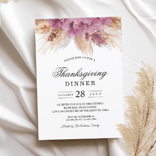 Convites Orquídea e Pampas rosa de beleza elegante moderna 